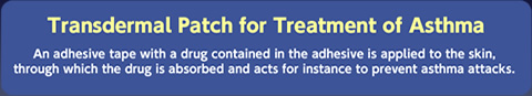 即一種在粘合劑中加有藥物的藥貼，可貼在皮膚上使人體吸收藥力，從而避免哮喘發作。 
